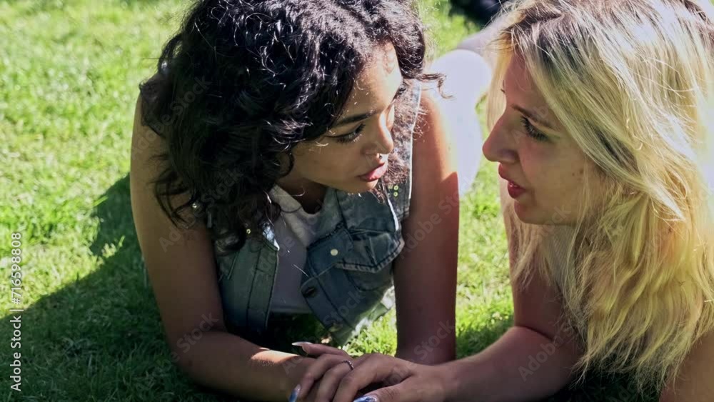 video of two young lesbian girls smiling lying face down on the grass holding hands talking video of two young lesbian girls smiling lying face down on the grass holding hands talking