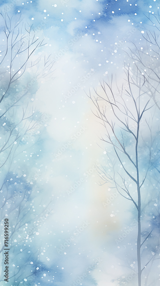 high, narrow, simple background watercolor drawing abstract blue light winter background blurred snowfall nature theme high, narrow, simple background watercolor drawing abstract blue light winter background blurred snowfall nature theme