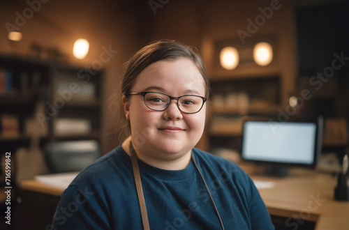 A person with down syndrome at work