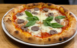 pizza with salami and cheese,pizza, food, cheese, italian, isolated, tomato, 
