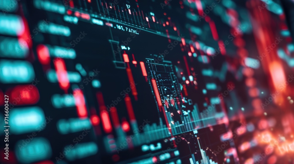 Abstract blur of stock market data on a digital screen with graphs. Abstract blur of stock market data on a digital screen with graphs.