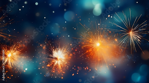 Beautiful creative holiday background with fireworks and sparkles