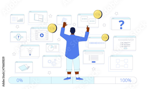 Augmented reality technology in education. Vector illustration.