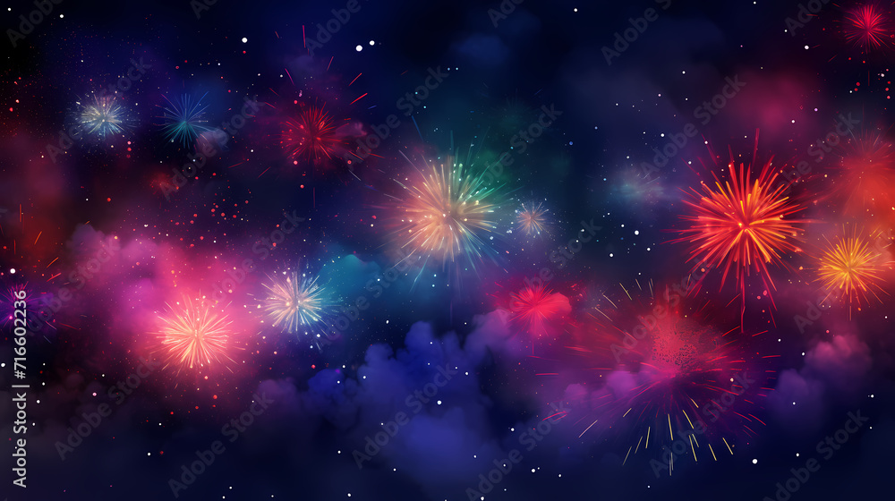 Beautiful creative holiday background with fireworks and sparkles Beautiful creative holiday background with fireworks and sparkles