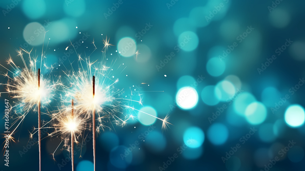 Fototapeta premium Beautiful creative holiday background with fireworks and sparkles