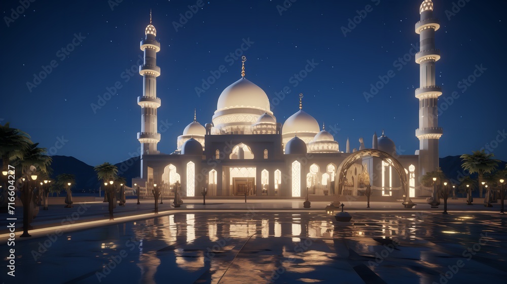 3d renderd ramadan mosque design