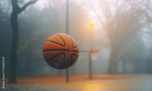 film panavision ektachrome, close up of basketball in park, very foggy morning cinematic --ar 5:3 --v 5.2 Job ID: 09ed3a74-80db-4706-baca-d8a683e7ced3 © Daniela