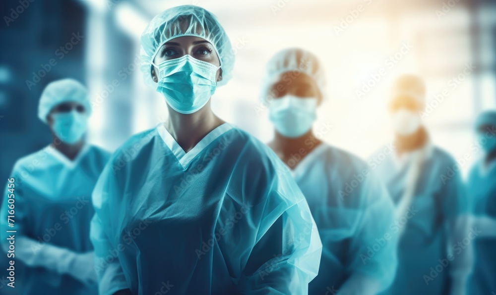Medical doctors and surgeon professional team with clinic background for healthcare, nursing care teamwork, hospital ER surgical service and patient trust concept. Medical doctors and surgeon professional team with clinic background for healthcare, nursing care teamwork, hospital ER surgical service and patient trust concept.