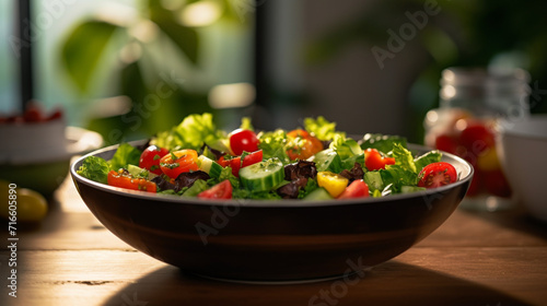 Diet salad in a bowl on the table  generative AI