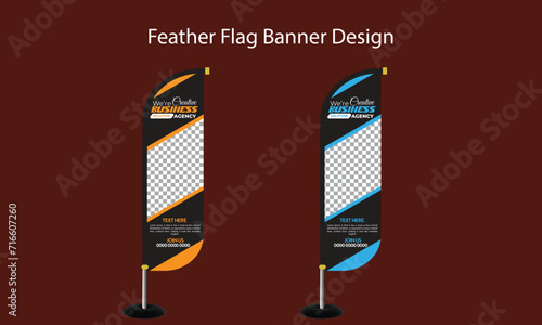 Standing wave business feather flag vector template design