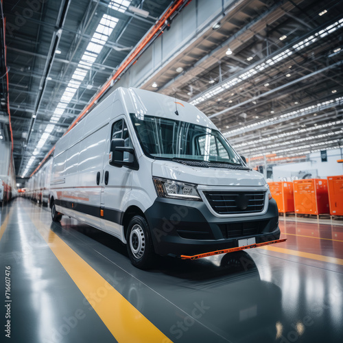 Electric fleet solutions: Showcasing electric vans or trucks in delivery services, highlighting efficiency and sustainability in logistics photo
