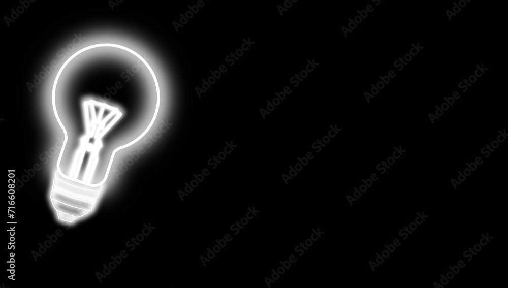 Fluorescent light bulb on a black background,copy space,Neon light blub,Vector illustration Fluorescent light bulb on a black background,copy space,Neon light blub,Vector illustration