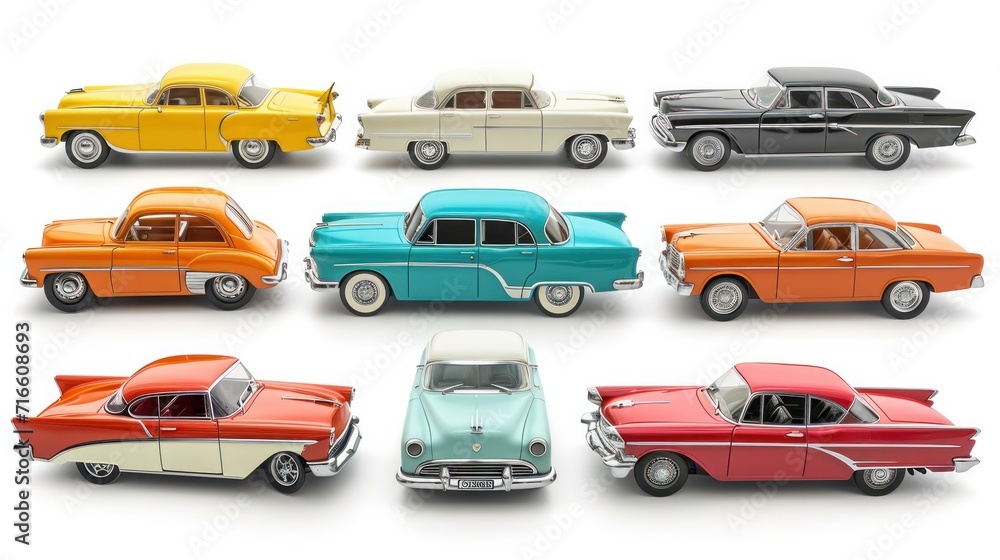 Set of cars isolated on white background