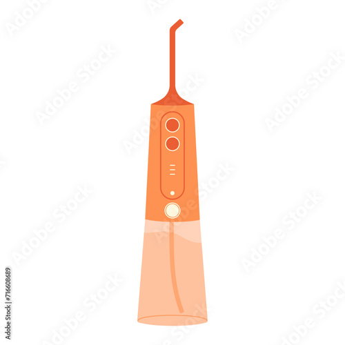 Oral irrigator. Flat dental water flosser. Cartoon vector illustration isolated on white background