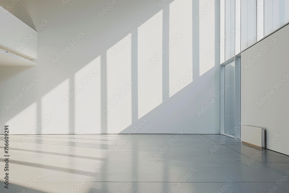 Fototapeta premium Modern minimalist interior with a spacious white wall