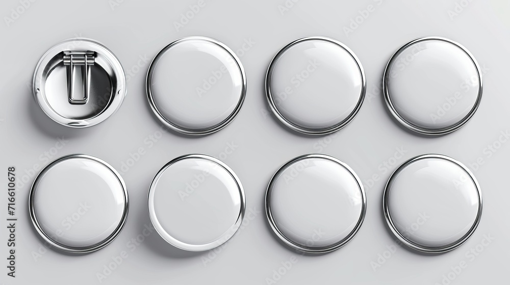 Vector 3d Realistic Round and Square White Metal, Plastic Blank Empty ...