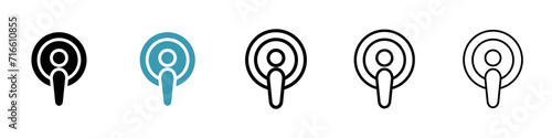 Podcast Vector Icon Set. Transparent pod microphone and line audience pod vector symbol for Ui Designs. photo