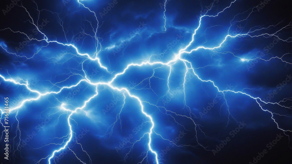 Blue Electrical Storm Over Black Background. ai generative Blue Electrical Storm Over Black Background. ai generative