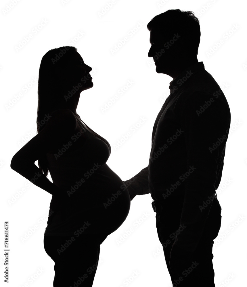 Silhouette of the pregnant couple