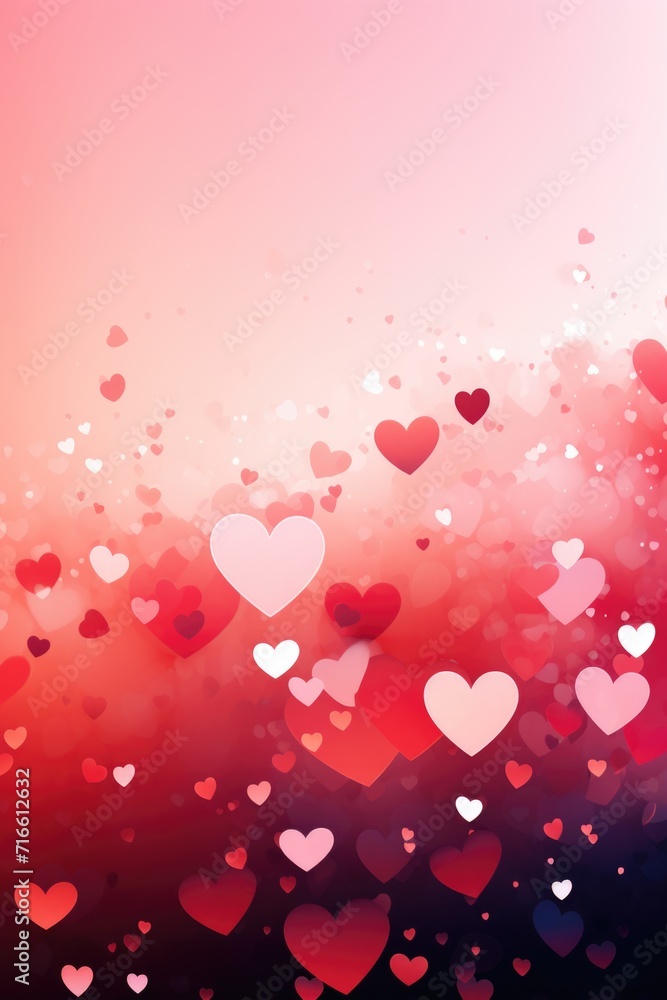 Whimsical Pink Hearts Cascade: Glossy Flow on Soft Gradient Background - Valentine's Day Concept