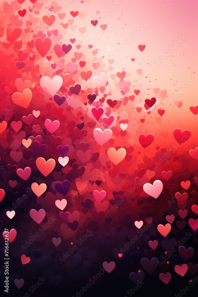 Whimsical Pink Hearts Cascade: Glossy Flow on Soft Gradient Background - Valentine's Day Concept Whimsical Pink Hearts Cascade: Glossy Flow on Soft Gradient Background - Valentine's Day Concept