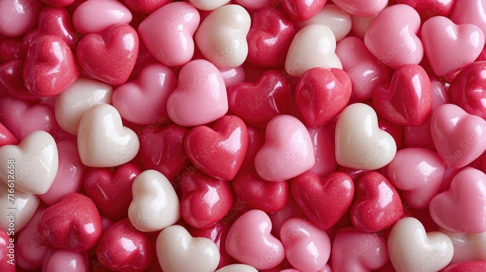 Playful Candy Heart Ocean: Pink, White, and Red Sweets - Valentine's Day Concept Playful Candy Heart Ocean: Pink, White, and Red Sweets - Valentine's Day Concept
