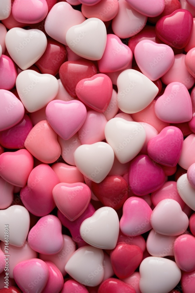 Playful Candy Heart Ocean: Pink, White, and Red Sweets - Valentine's Day Concept Playful Candy Heart Ocean: Pink, White, and Red Sweets - Valentine's Day Concept