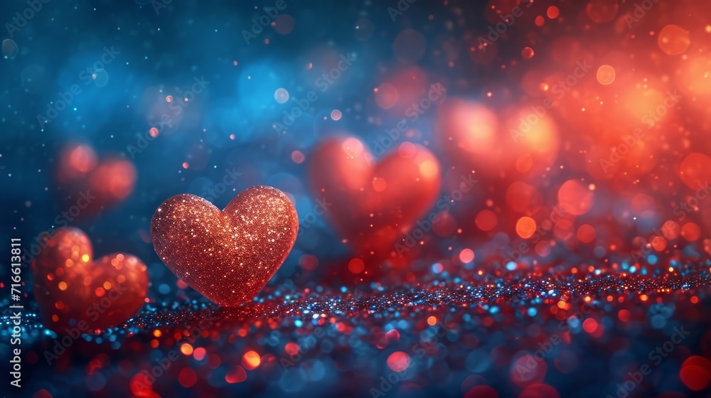 Blurry Bokeh Hearts Creative Background. Valentine's Day Wallpaper Blurry Bokeh Hearts Creative Background. Valentine's Day Wallpaper