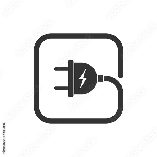 Electric plug graphic icon. Electricity power sign isolated on white background. Vector illustration