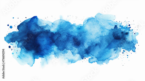 Blue watercolor stain, design element. Generative AI © lesikvit