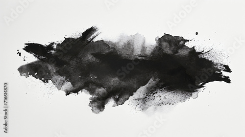 Black watercolor stain  design element. Generative AI