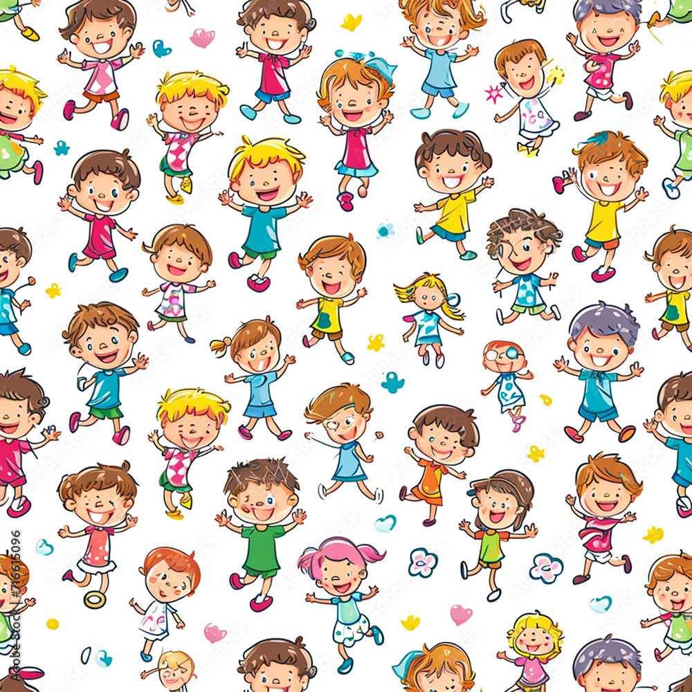 seamless pattern with kids, Generative AI seamless pattern with kids, Generative AI