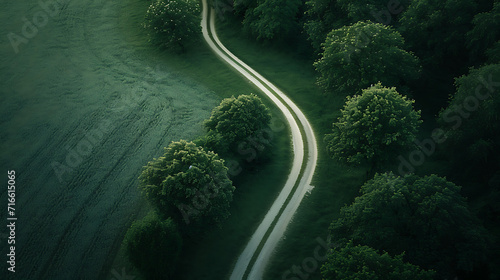 the road in the forest - landscape, a path, aerial view, some trees