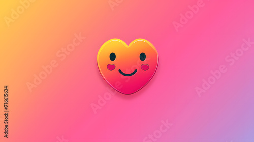 Smile happy laugh heart emoji emoticon with colorful vibrant abstract background, love concept photo