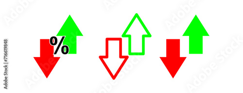 Growth profit icon in flat style. Percentage arrow up and down vector illustration on isolated background. Finance interest rate sign business concept.