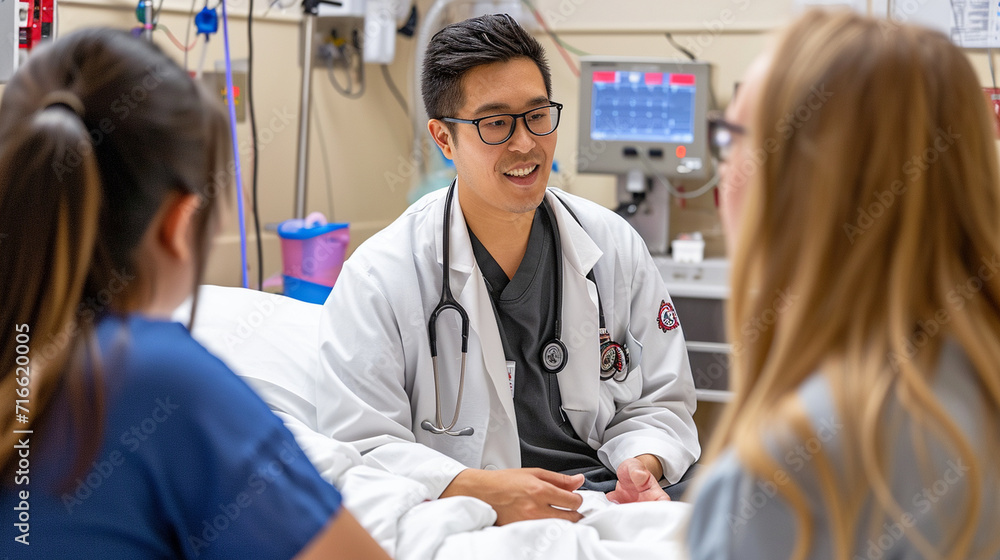 A doctor mentoring interns during a bedside teaching session, emphasizing the importance of clinical skills and patient interactions. The hands-on learning experience is visually s A doctor mentoring interns during a bedside teaching session, emphasizing the importance of clinical skills and patient interactions. The hands-on learning experience is visually s