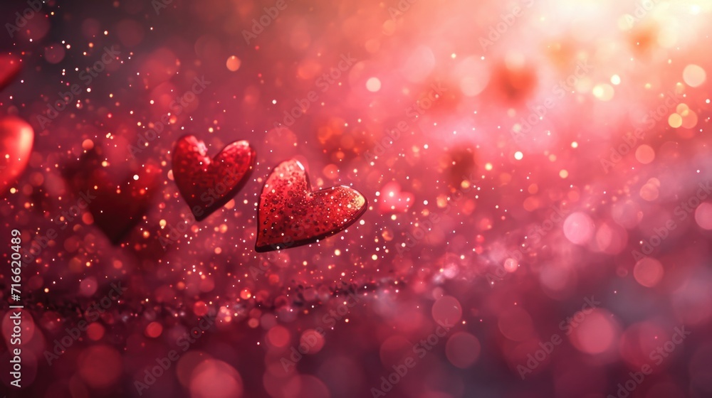 Enchanting Heart Bokeh in Red and Pink: Magical Warm Light Gradient - Valentine's Day Concept Enchanting Heart Bokeh in Red and Pink: Magical Warm Light Gradient - Valentine's Day Concept
