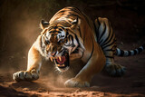 View of tiger angry in nature