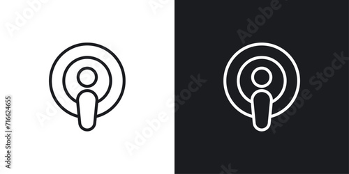 Podcast icon designed in a line style on white background. photo
