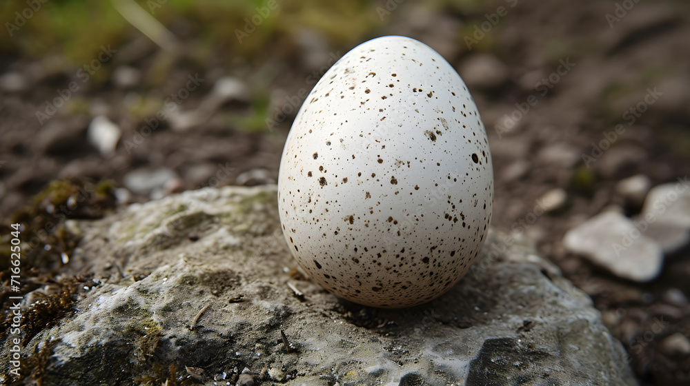 Speckled Bird Egg on Natural Rock Surface, Nature Detail Photography Speckled Bird Egg on Natural Rock Surface, Nature Detail Photography