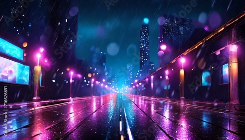 City and highway at night when it rains