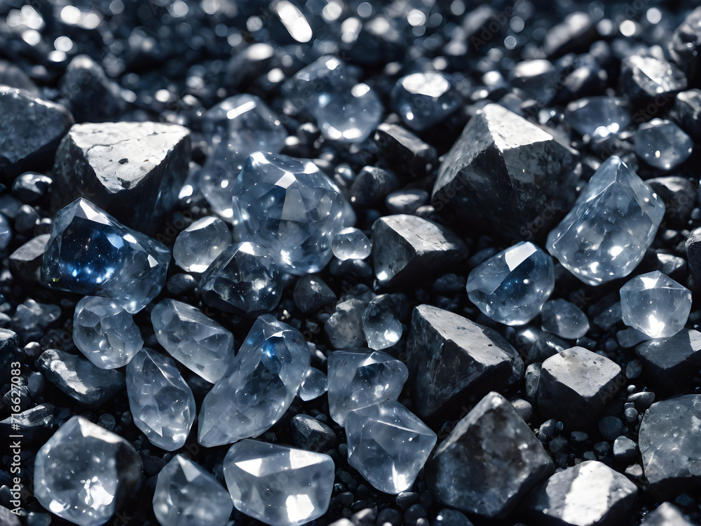 Shiny Blue Gemstones on Elegant Black Background: Luxury Jewelry Decoration Shiny Blue Gemstones on Elegant Black Background: Luxury Jewelry Decoration