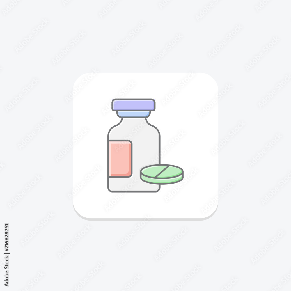Medicine Jar awesome lineal color icon , vector, pixel perfect, illustrator file