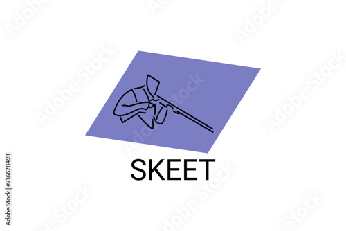 skeet sport vector line icon. an athlete posing for a shot. sport pictogram, vector illustration.