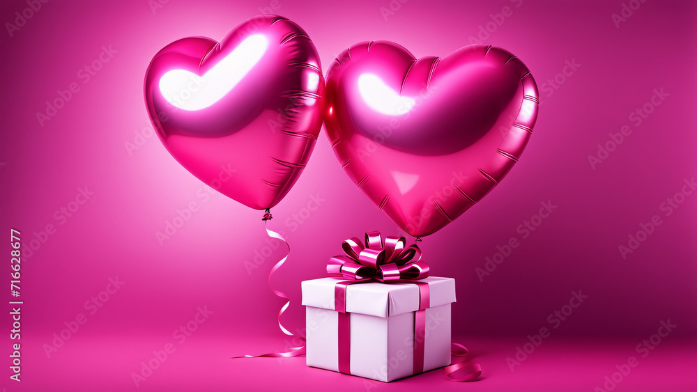 gift boxes with heart shape balloons, valentine day