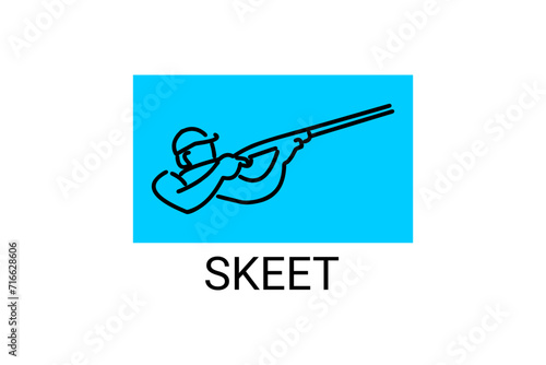 skeet sport vector line icon. an athlete posing for a shot. sport pictogram, vector illustration.