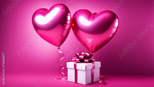 gift boxes with heart shape balloons, valentine day © Ajay