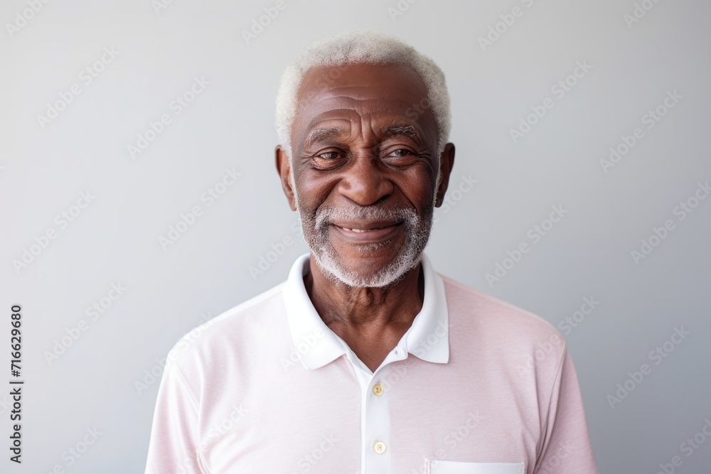 Portrait of a tender afro-american elderly man in his 90s donning a trendy cropped top against a modern minimalist interior. AI Generation Portrait of a tender afro-american elderly man in his 90s donning a trendy cropped top against a modern minimalist interior. AI Generation