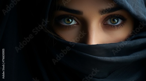 Eyes of Muslim Arab woman dressed in a burqa