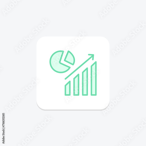 Growth Chart Icon, chart icon, outline colorful version , vector, pixel perfect, illustrator file
